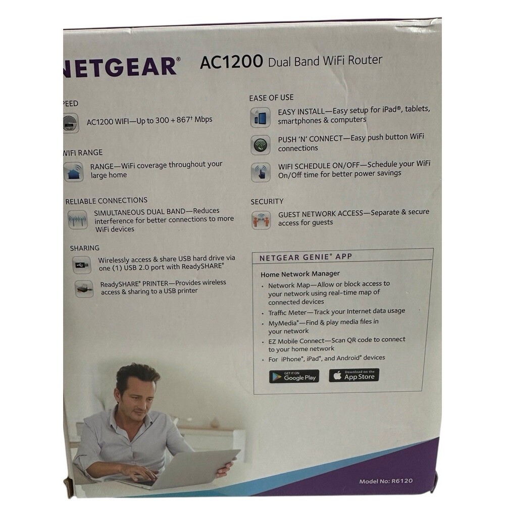 Netgear AC1200 Dual Band WiFi Router R6120 High Speed Wireless Internet - Picture 11 of 16